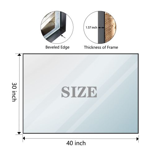 40x30 Inch Glossy Black Bathroom Mirror Wall Rectangular Vanity Mirror 40x30 Inch Glossy Black Bathroom Mirror Wall Rectangular Vanity Mirror