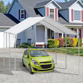 Outsunny 10x20 Carport Heavy Duty Galvanized Car Canopy With Included Anchor Kit, 3 Reinforced Steel Cables, White