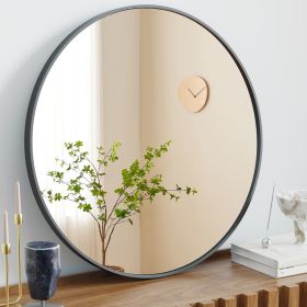 Black Circular Wall Mirror 20 Inches (Option: Black24in)